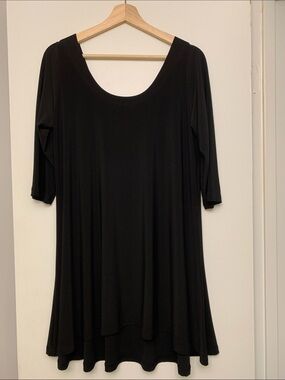 SYMPLI tunic size 10 high- low 3/4 sleeve forgiving comfortable easy to layer